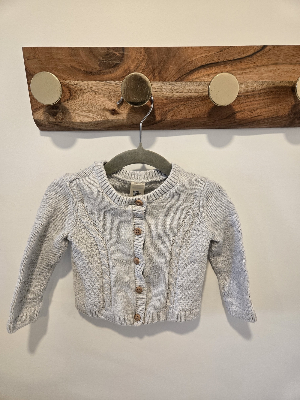 Baby Knit Button-Front Cardigan - Light Gray
